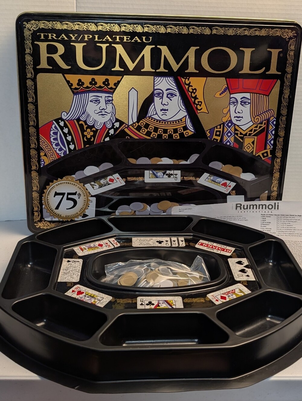 Rummoli Tray in Tin Storage Box with Chips and Instructions